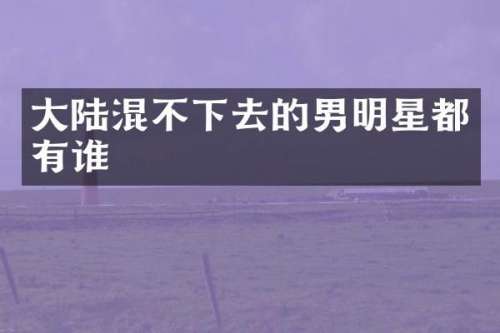 大陆混不下去的男明星都有谁
