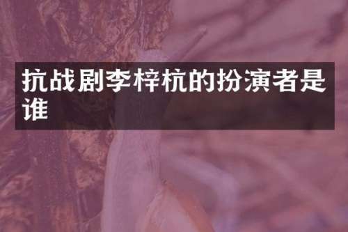 抗战剧李梓杭的扮演者是谁