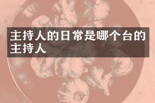 主持人的日常是哪个台的主持人