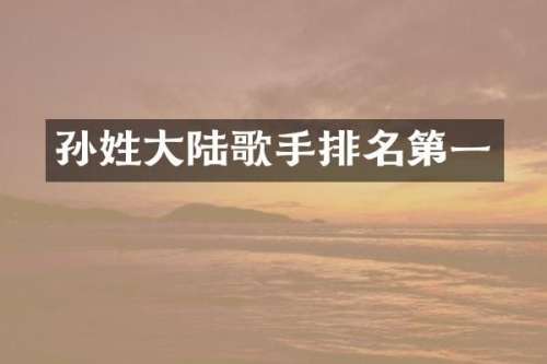 孙姓大陆歌手排名第一