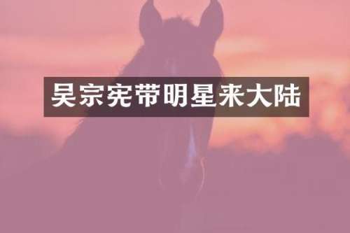 吴宗宪带明星来大陆