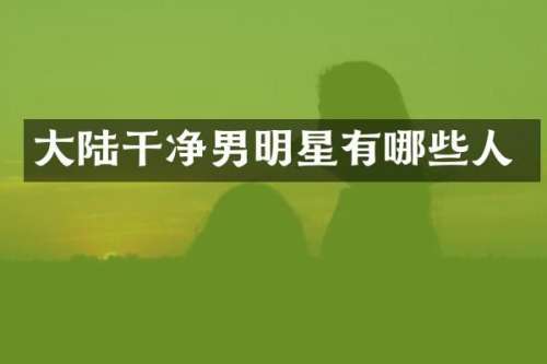 大陆干净男明星有哪些人