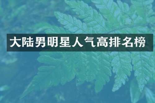 大陆男明星人气高排名榜