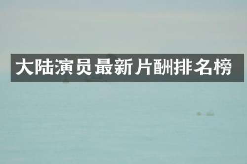 大陆演员最新片酬排名榜
