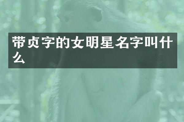 带贞字的女明星名字叫什么