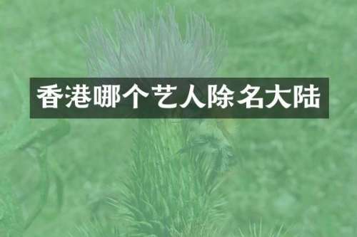 香港哪个艺人除名大陆