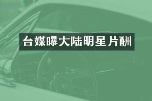 台媒曝大陆明星片酬