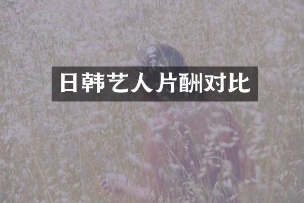 日韩艺人片酬对比