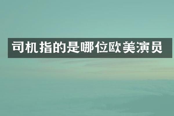 司机指的是哪位欧美演员