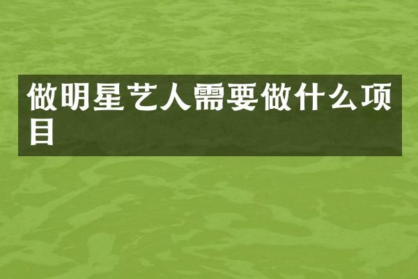 做明星艺人需要做什么项目