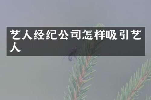 艺人经纪公司怎样吸引艺人