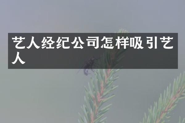 艺人经纪公司怎样吸引艺人