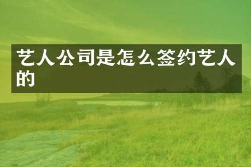 艺人公司是怎么签约艺人的
