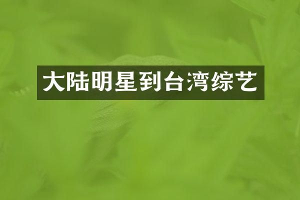 大陆明星到台湾综艺