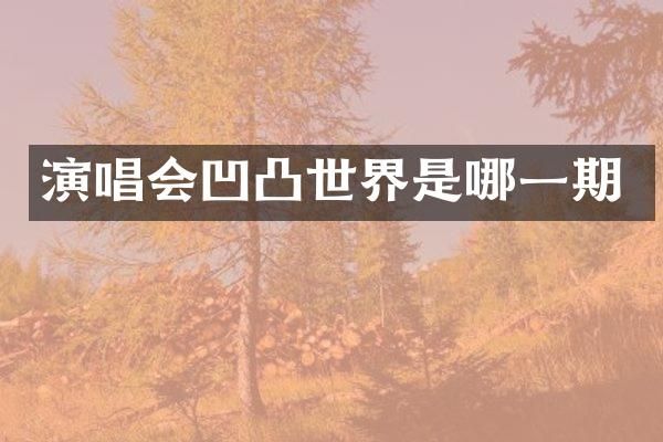 演唱会凹凸世界是哪一期