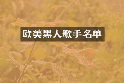 欧美黑人歌手名单