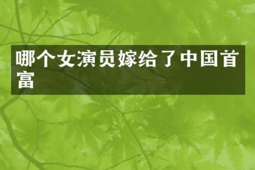 哪个女演员嫁给了中国首富