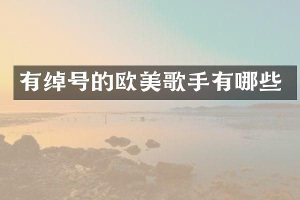 有绰号的欧美歌手有哪些