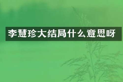 李慧珍大结局什么意思呀