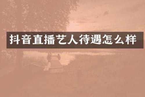 抖音直播艺人待遇怎么样
