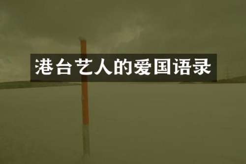 港台艺人的爱国语录
