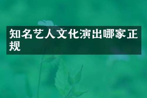 知名艺人文化演出哪家正规