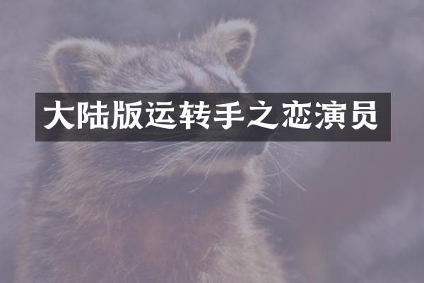 大陆版运转手之恋演员