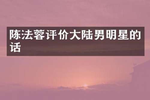 陈法蓉评价大陆男明星的话