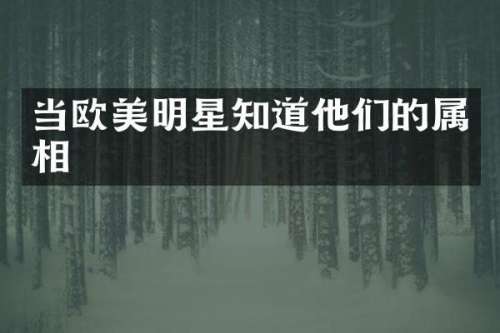当欧美明星知道他们的属相