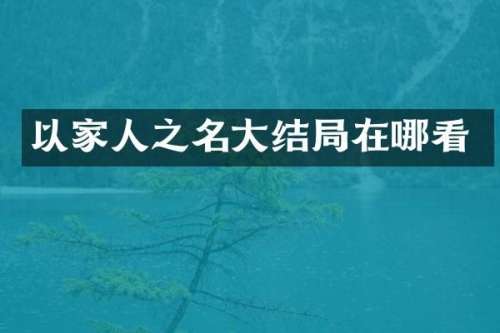 以家人之名大结局在哪看