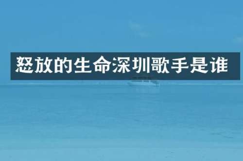 怒放的生命深圳歌手是谁