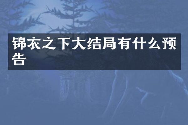锦衣之下大结局有什么预告