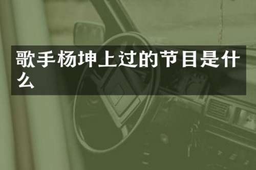 歌手杨坤上过的节目是什么