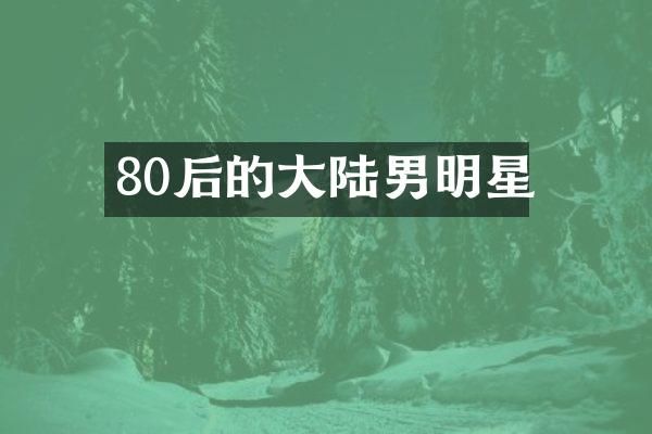 80后的大陆男明星