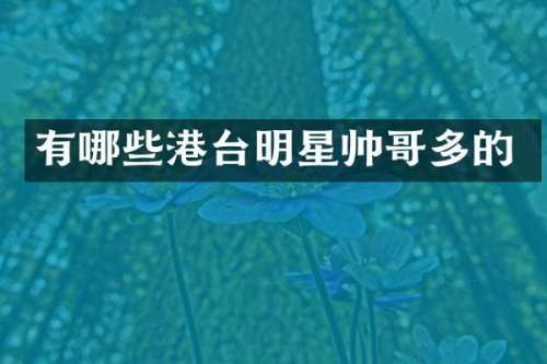 有哪些港台明星帅哥多的