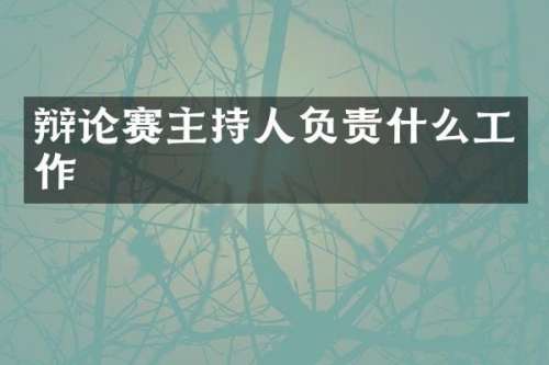 辩论赛主持人负责什么工作