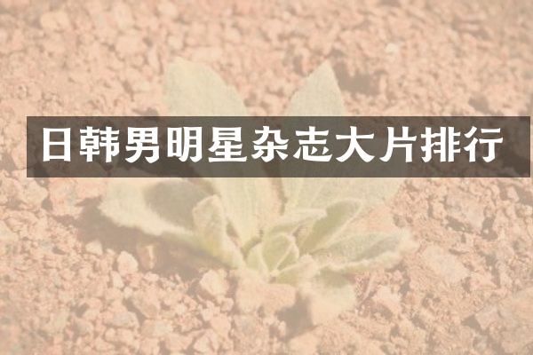 日韩男明星杂志大片排行