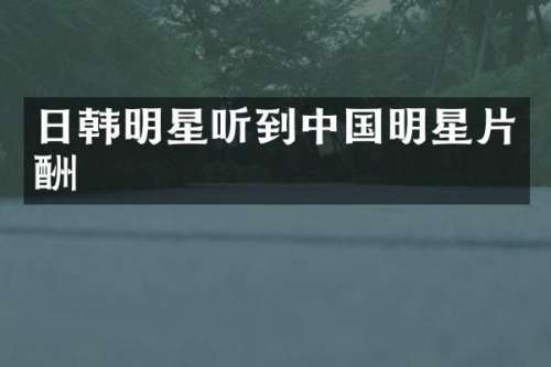 日韩明星听到中国明星片酬