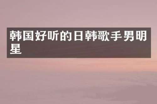 韩国好听的日韩歌手男明星