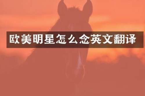欧美明星怎么念英文翻译