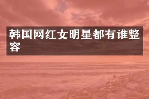 韩国网红女明星都有谁整容