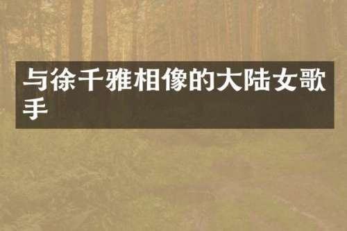 与徐千雅相像的大陆女歌手