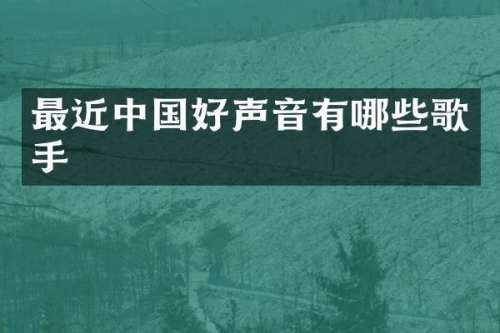 最近中国好声音有哪些歌手