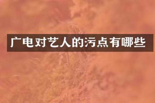 广电对艺人的污点有哪些