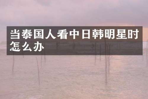 当泰国人看中日韩明星时怎么办