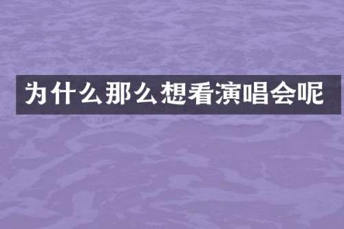 为什么那么想看演唱会呢