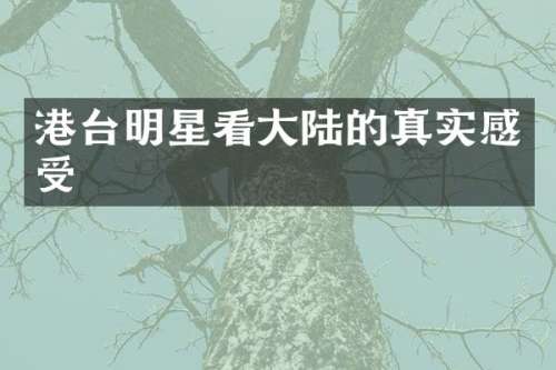港台明星看大陆的真实感受