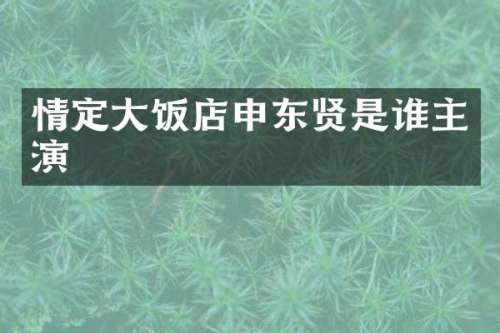 情定大饭店申东贤是谁主演