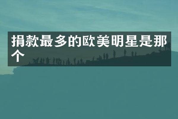 捐款最多的欧美明星是那个