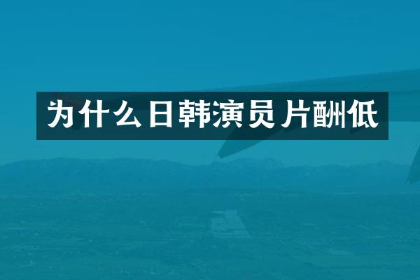 为什么日韩演员片酬低